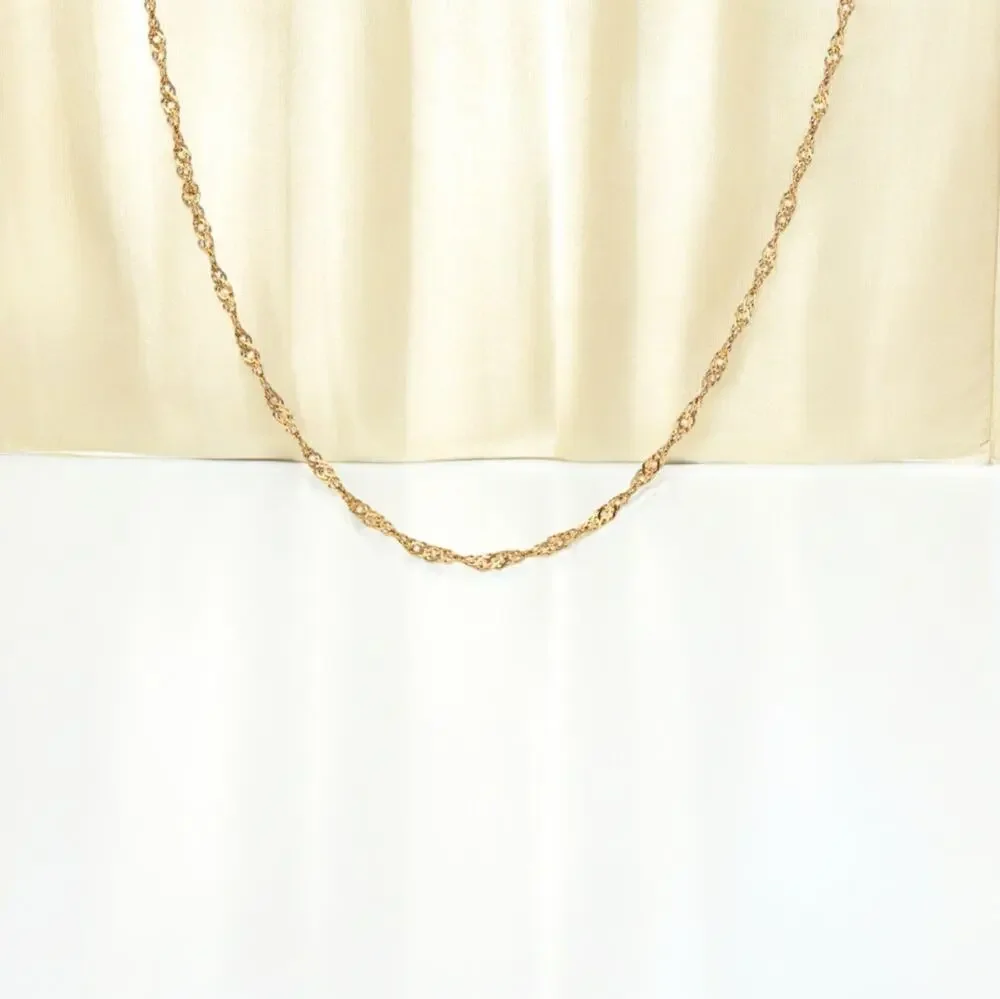 NEW 18K yellow gold plated twisted wave chain choker necklace jewelry B21B